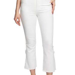 White Cropped Jeans with Tulip Hem